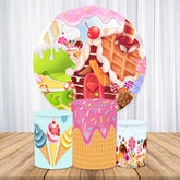 Aperturee Circle Summer Ice Cream House Birthday Backdrop Kit